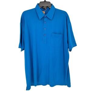 1990s Y2K Era Vintage MEROLA Men's Fashion Polo Shirt Solid Blue